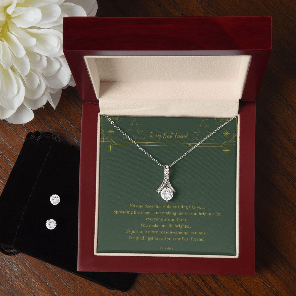 No one does it like you Best Friend Necklace & Earring set - Christmas Edition